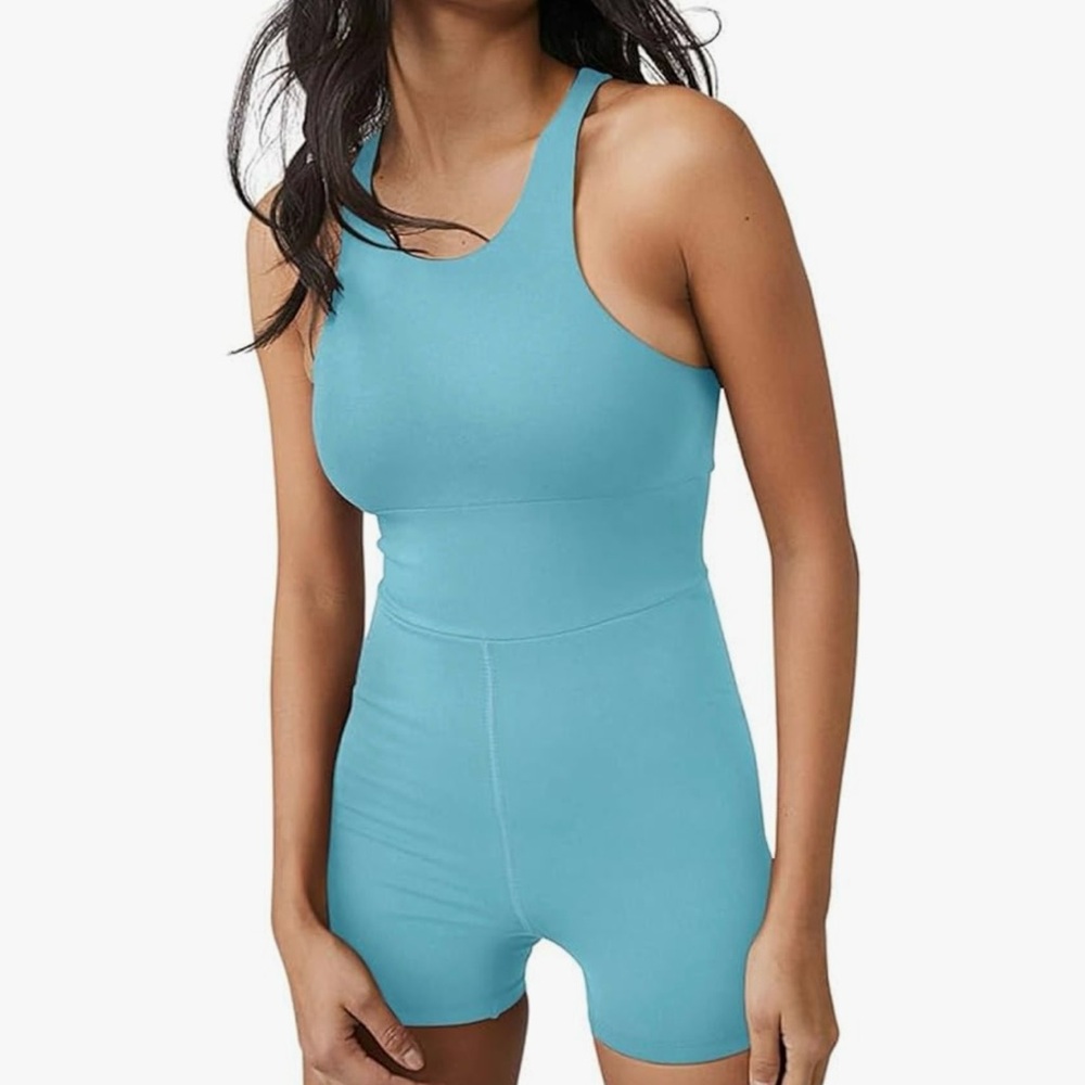 Women's Blue Sleeveless Bodysuit